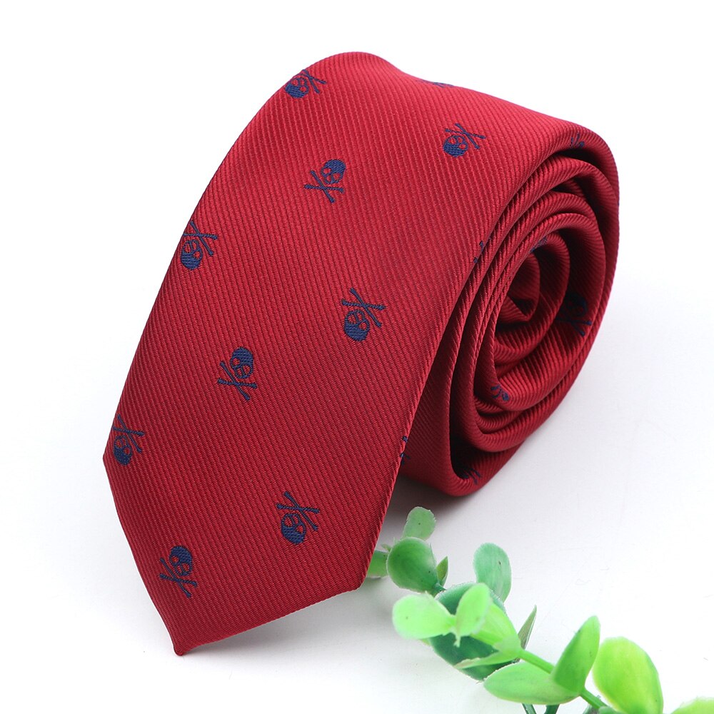 Skull Ties For Men Casual Slim Classic Polyester Neckties Man Tie for Wedding Halloween Party Male tie Neckwear: Tie 6cm-5