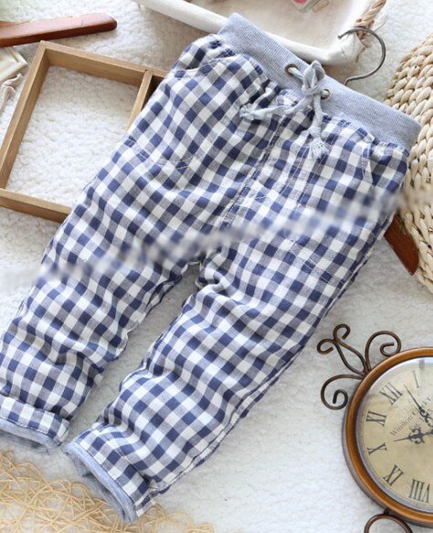 spring autumn boys casual skinny plaid pants ,children&#39;s long pencil pants with blue ,green, wine red,coffee color: blue / 4T