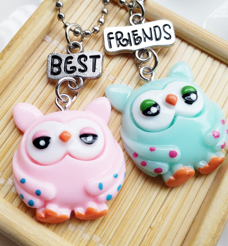 2 teile/satz Freundschaft Eule Halsketten Kinder Stereo Imitation BFF Halskette Für Kinder Besten Freunde Schmuck