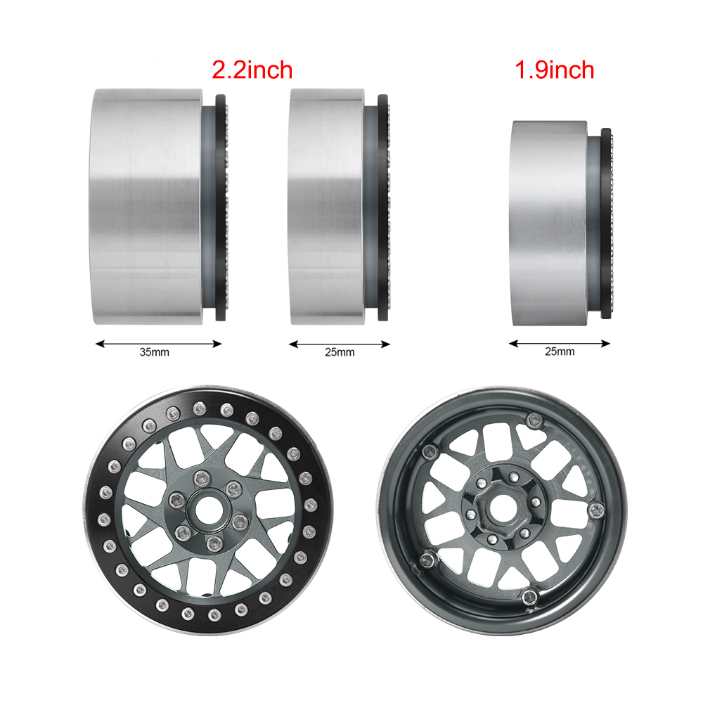 AXSPEED 4 llantas de Metal de 1,9 "/2,2 pulgadas Beadlock 25/35mm para Axial SCX10 Wraith TRX-4 D90 1/10 coche trepador de control remoto piezas de mejora