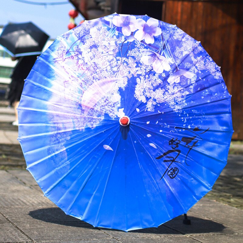 Paraply regn kvinder nedhængt loft dekoration paraply cheongsam antik olieret papir paraply fotografi fotografi parasol: 90 glad måne