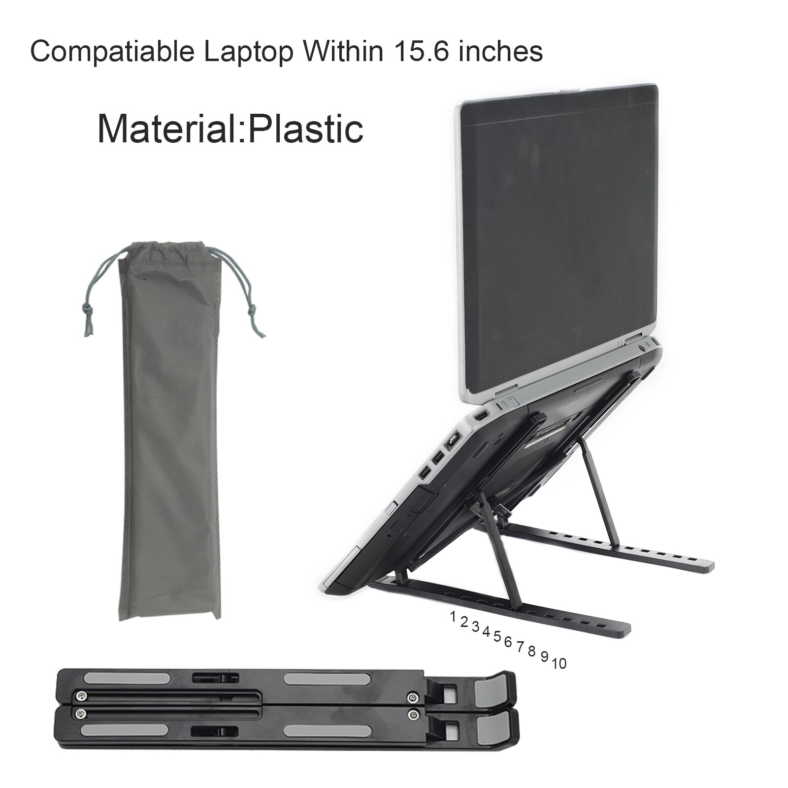 Portable Laptop Stand Foldable Notebook Support Laptop Base Computer Desk Holder Adjustable Bracket Home and Office Oragnizer: Type1 ABS Black