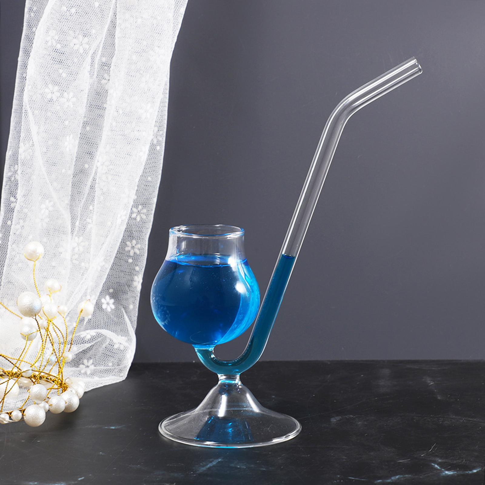 Pipe Shaped Cocktail Glass with Straw Transparent Red Wine Glass red wine Glass for Club