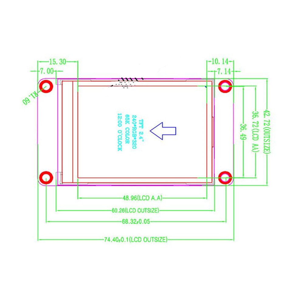 Taidacent Graphic Card Uart Serial 24 Pin 240x320 Color Resistive Touch Screen Tft Lcd Display 2.4 Inch Tft Lcd Module
