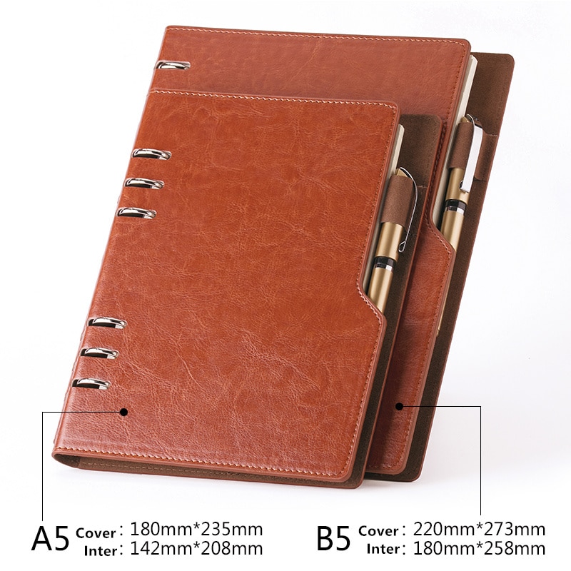 Anteckningsbok  a5 b5 läder bullet journal årsplanerare spiral agenda personlig dagbok pärm fickorganisatör för pappersvaror