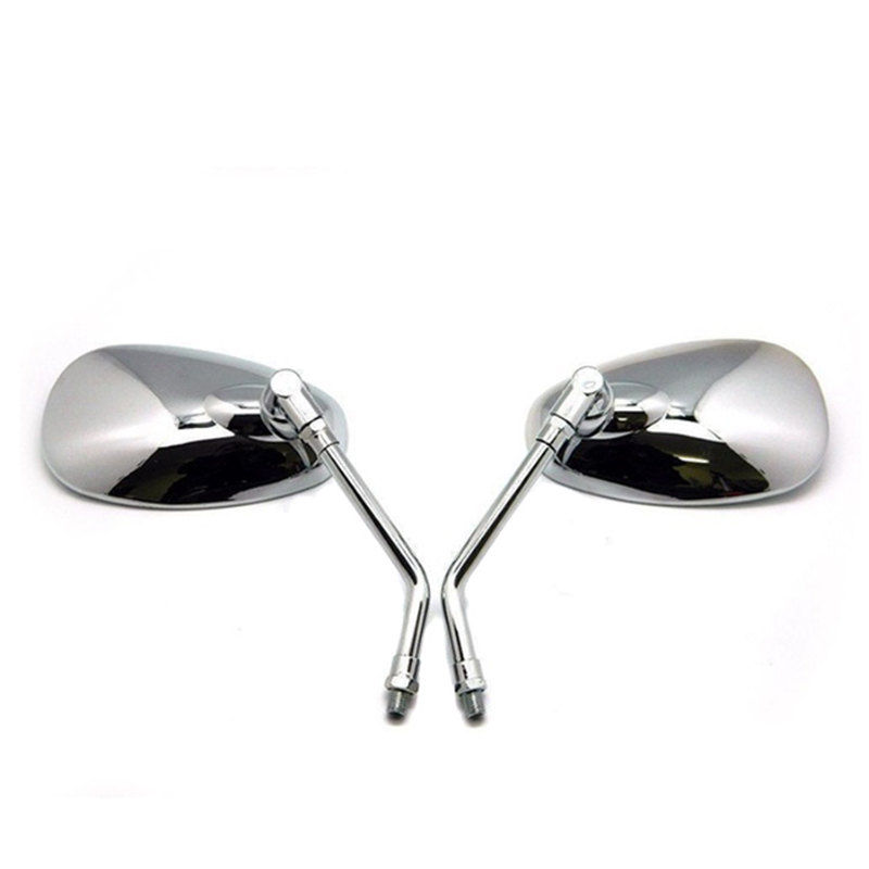 Universele chromen achteruitkijkspiegels (10mm stuks) voor motorfietsen, crossmotoren, scooters, e-bikes, cafe racers, zijspiegels en accessoires.