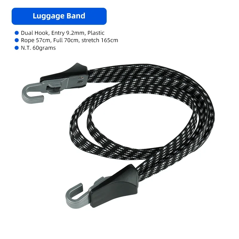 Fietsbagage Bungee-riem 3 banden in 1 Elastisch jacquard touw Versterkte kunststof Dubbele haken Fietsen Carry Bungee-draagriem: Default Title