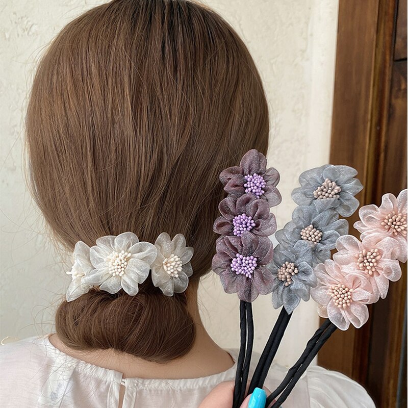 Osłona w stylu Vintage perła szpilka kok fryzura włosy kij kobiety elegancka ozdoba do włosów Scrunchies kwiatowa do włosów ekspres narzędzia akcesoria do włosów