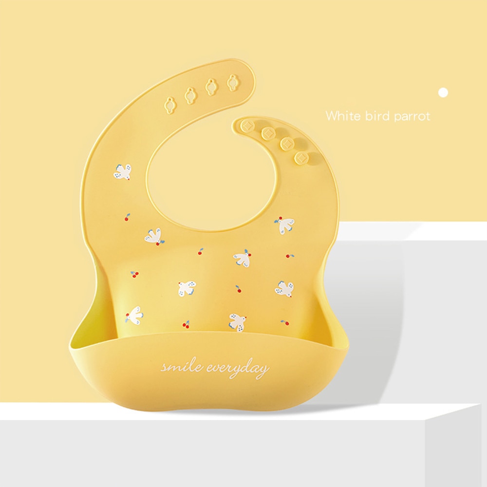 Printed Silicone Bib Waterproof Feeding Newborn Cartoon Aprons Adjustable Bibs Burp Cloth: 1