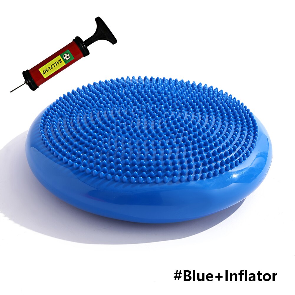 Yoga balls massage pad inflatable stability wobble balance disc cushion mat fitness exercise training ball: Blue inflator