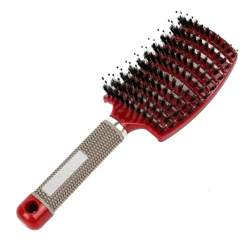 Cepillo para el cabello, cepillo para desenredar, cerdas y nailon, pelo rizado húmedo para mujer, peine para masaje del cuero cabelludo, herramientas de estilismo para salón de peluquería: Azul