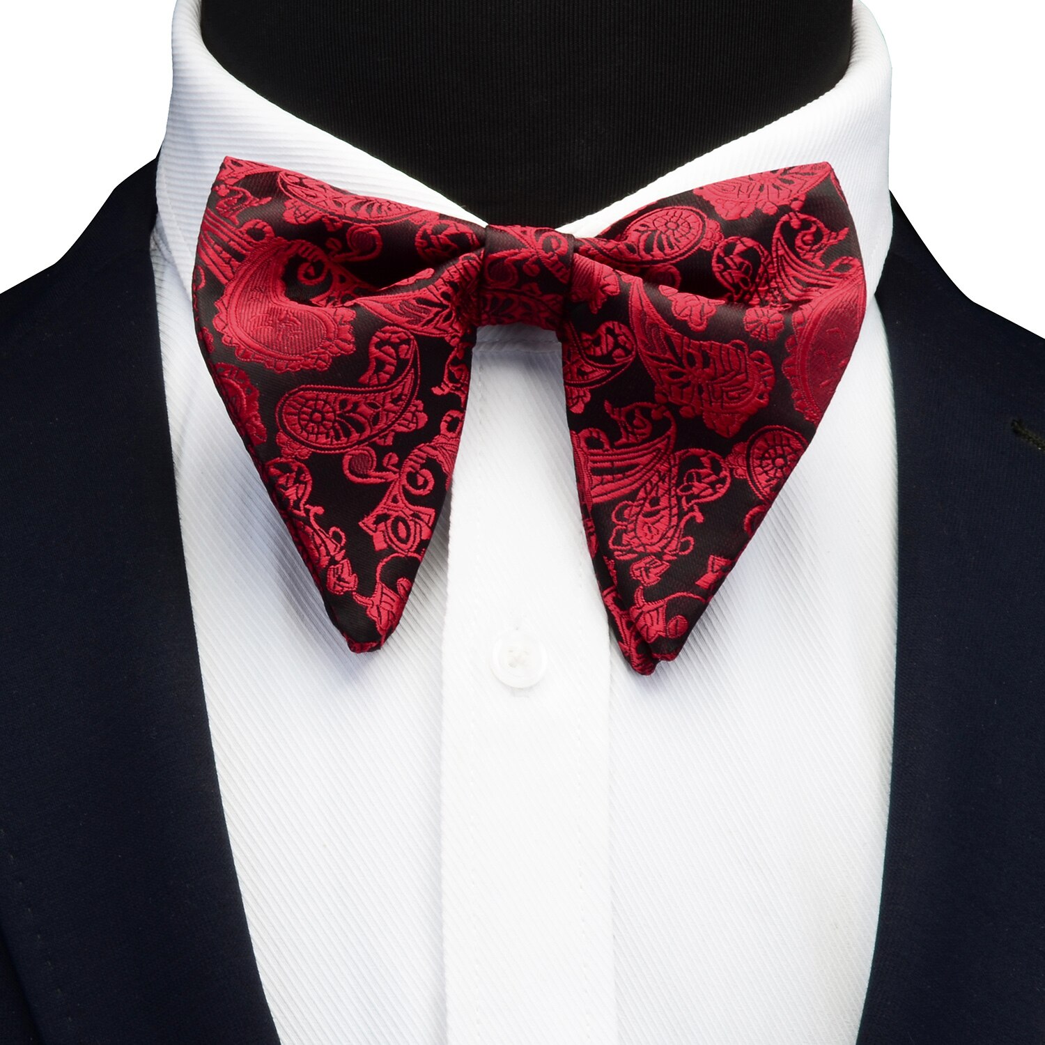 GUSLESON Paisley Bow Tie For Men Women Classic Big Bowtie For Party Wedding Bowknot Adult Mens Bowties Cravats Red Tie
