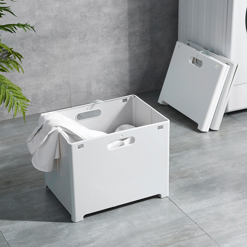 Wasmand, opvouwbare wasmand, multifunctionele opbergdoos, wit/grijs