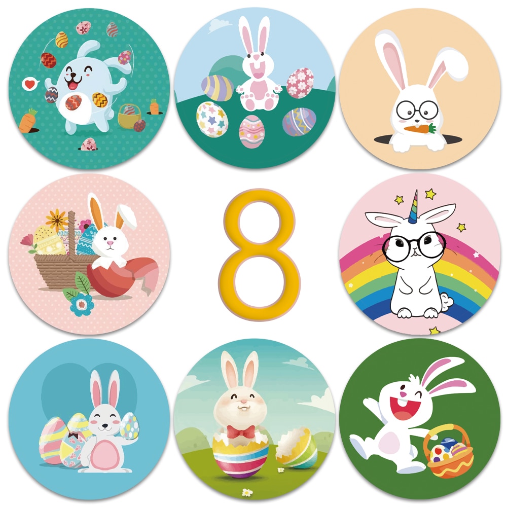 Happy Easter Stickers Bunny Egg Carrot Stickers Decal Easter Window Decor for Home Party Self Adhesive Scrapbook