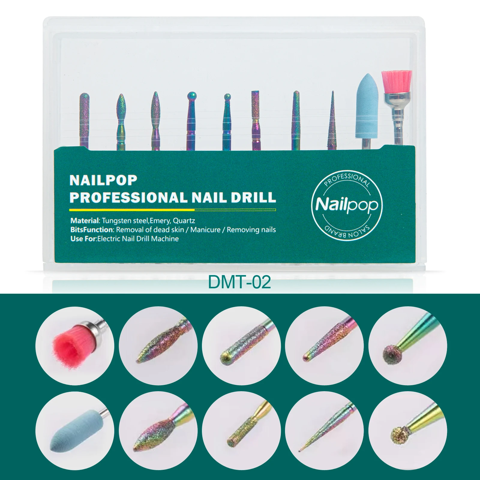 Nailpop-brocas para uñas para taladro eléctrico, accesorios para máquina de manicura, equipo, fresa, limas para uñas, herramientas para quitar Gel: Verde claro