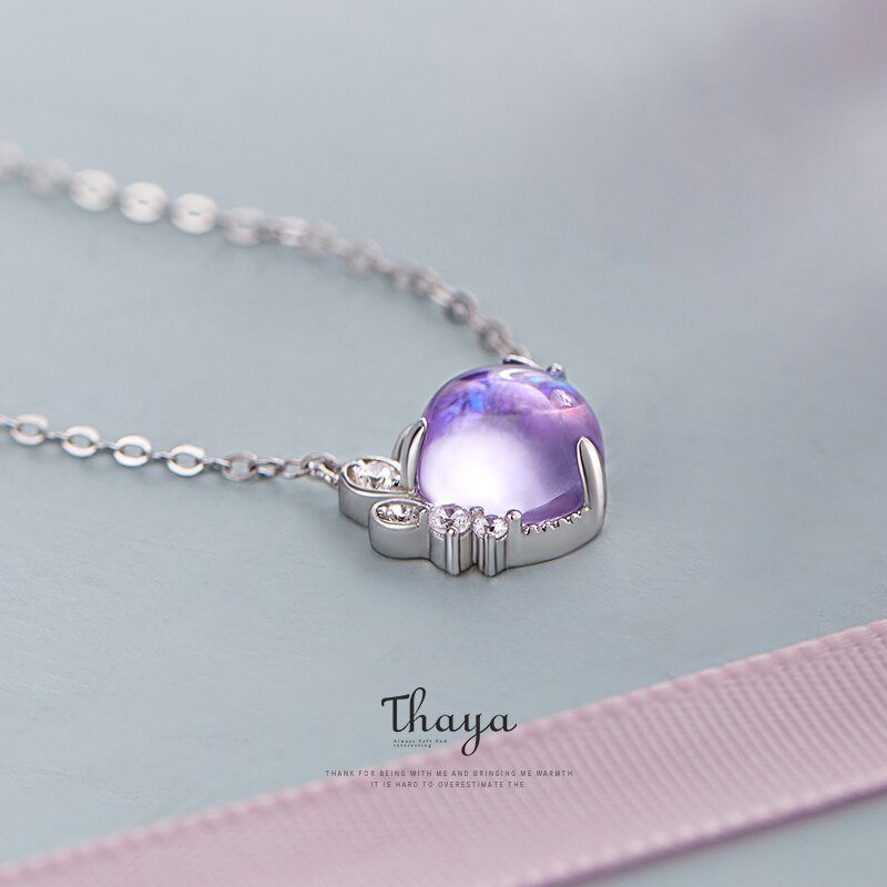 Thaya prata 925 jóias bohemia design original provence colorido gargantilha 925 prata esterlina para mulheres fino roxo jóias presente