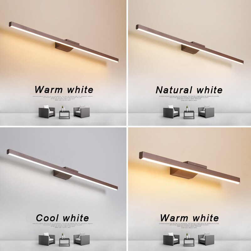 Moderne ledet speillys aluminium  ac85-265v moderne vegglampe badelys 40cm 60cm 80cm 100cm 120cm veggspeil