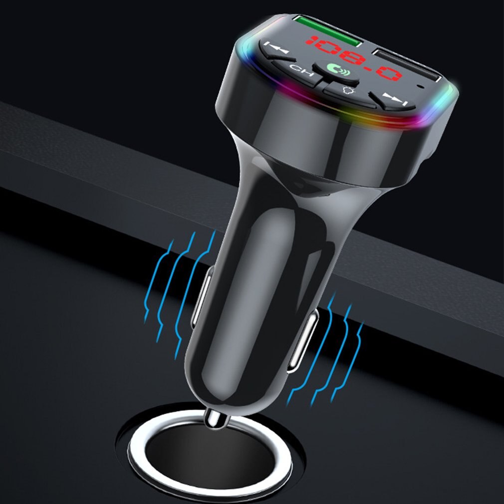 Ambient Light 5.0 FM Transmitter Car MP3 Player Wireless Handsfree Audio Receiver USB Fast Charge TF U Disk Play