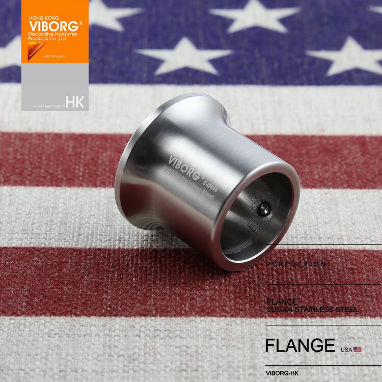 (1 Pair)VIBORG Solid 304 Stainless Steel 19mm Shower Curtain Rod Rail Pole Holder Flange Closet Wardrobe Tube Sockets Brackets