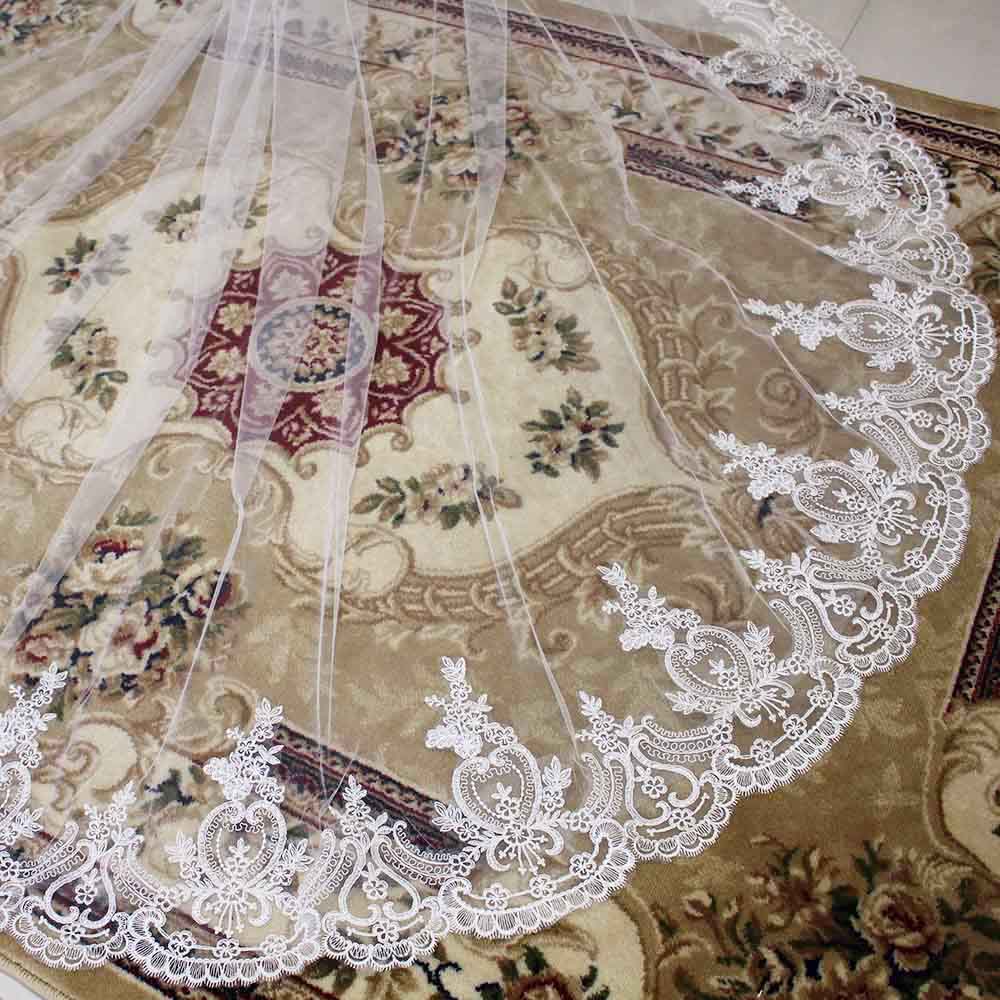 Pæn blonde 2 lag bryllup slør 2t 3 meter brudeslør med kam katedral slør dækning ansigt bryllup tilbehør