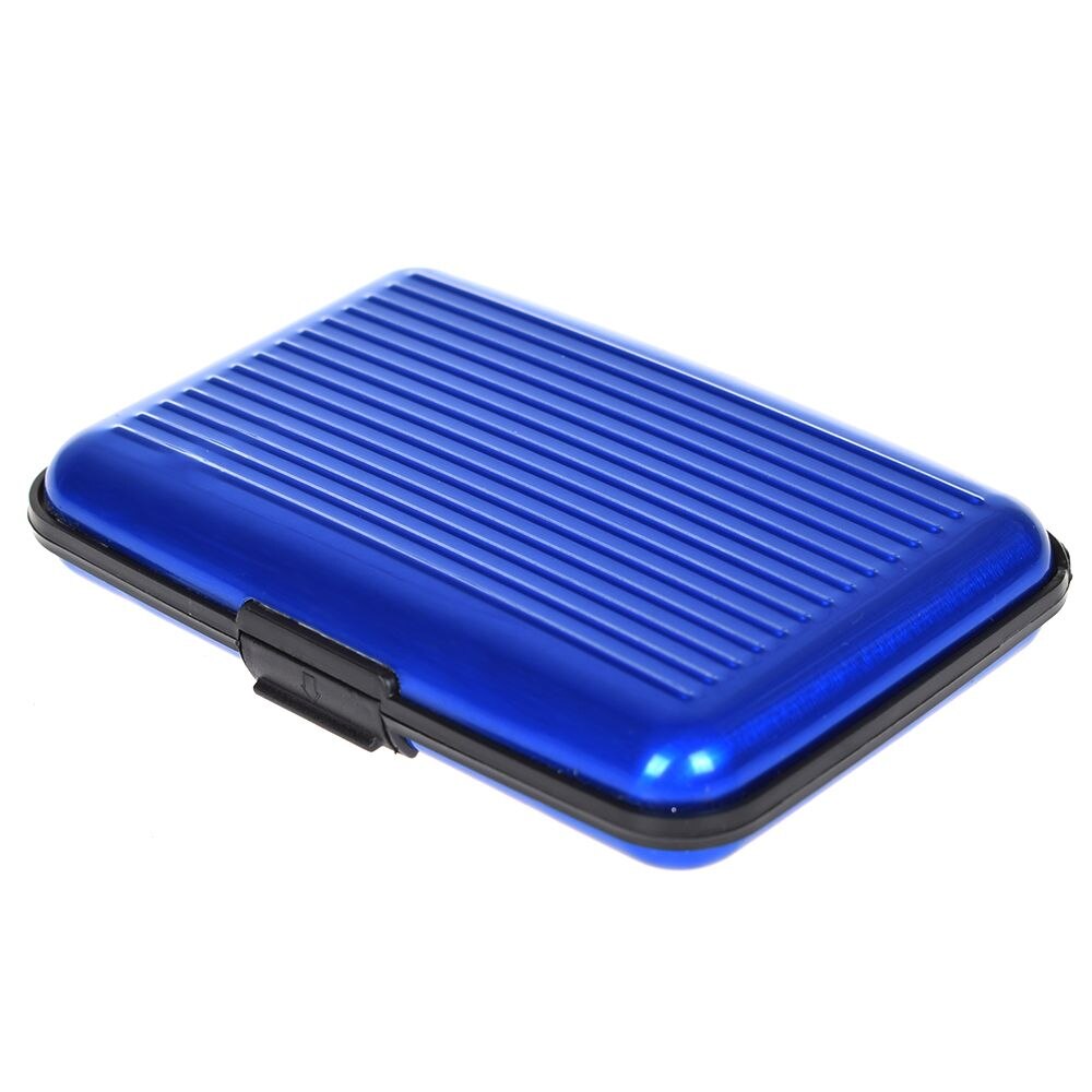 1Pc Metal Business Credit Card Pocket Id Kaarthouder Case Wallet Box Mini Antimagnetic Waterdichte Aluminium Kaarten Houder: blue