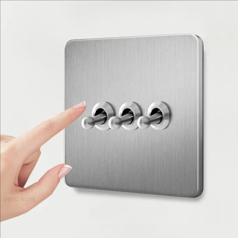 Double Prise de Courant Murale en Acier Inoxydable Brossé, Rétro, UE, France, Levier D.lique Interdit, 1-4 lèvent, 2 Voies, Panneau d'Joli, RJ45
