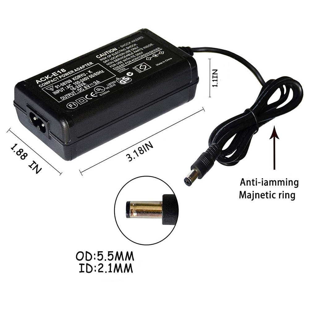 KUTOU remplacement ACK-E18 adaptateur secteur DR-E18 connecteur cc chargeur pour Canon EOS RP 77D 800D 760D 750D 200D II 9000D caméra