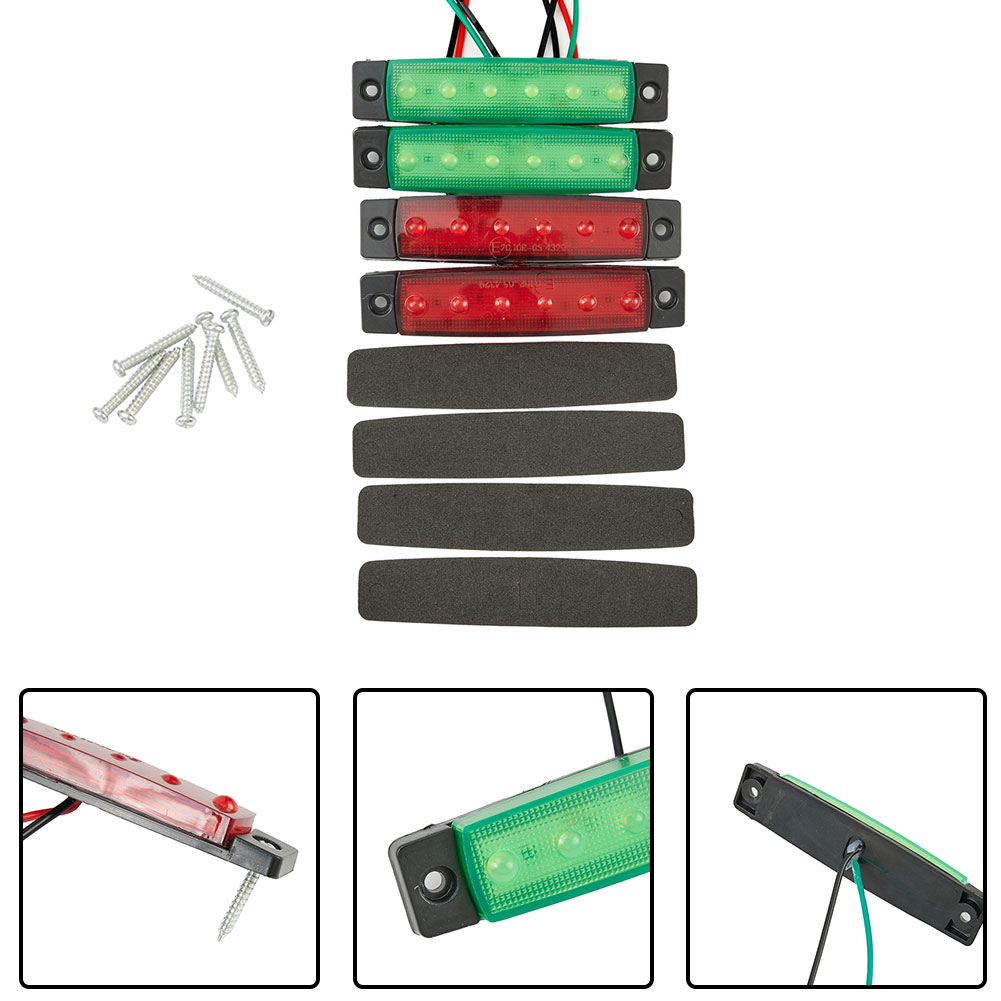 4 stuks rode en groene led-navigatielichten voor boten - waterdicht, geschikt voor jachten, kajaks, zeilboten, pontonboten.