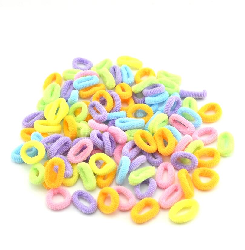 100 unids/lote, banda de goma para el pelo de niñas, negro, blanco, pequeñas bandas para el cabello coloridas para niños, accesorios para el cabello elásticos: color 4