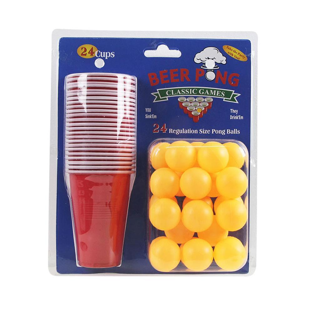 1 Set Entertainment Fun Party Ping Pong Game Party Game Gooien Drinken Props Bier Pong Set 24 Rode Kopjes &amp; geel Ping Pong Ballen