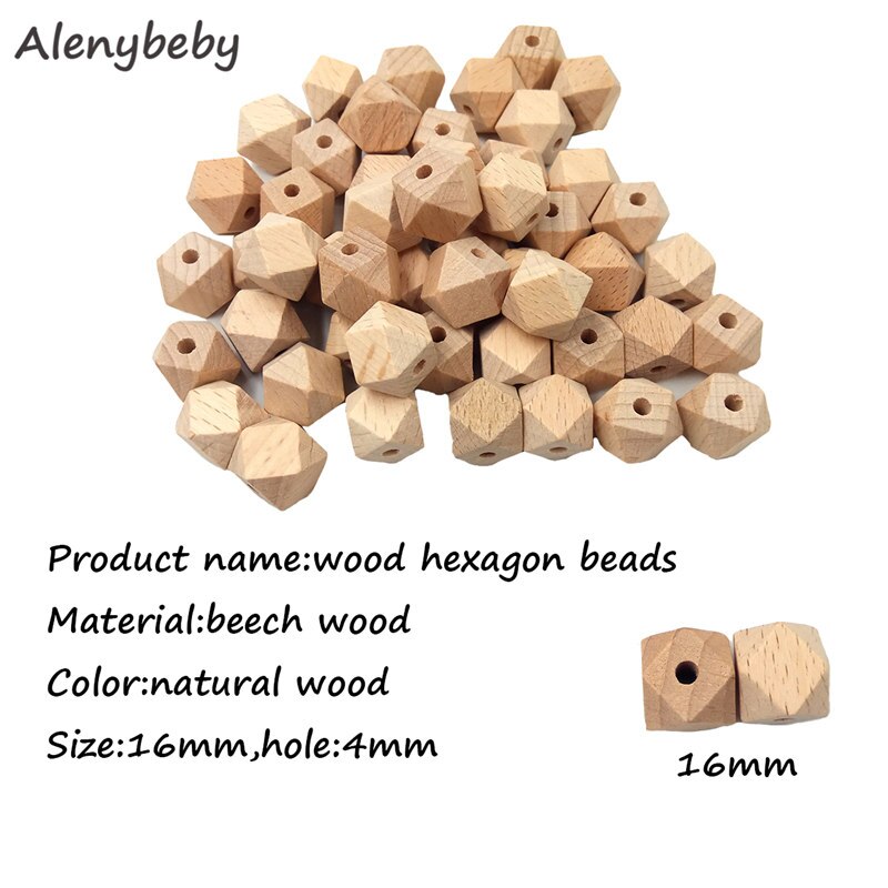 10-20mm Beuken Houten Bijtring Hexagon Kralen DIY Baby Tandjes Chew Armband Ketting of Fopspeen Clip Keten 6 size Polygon Kralen