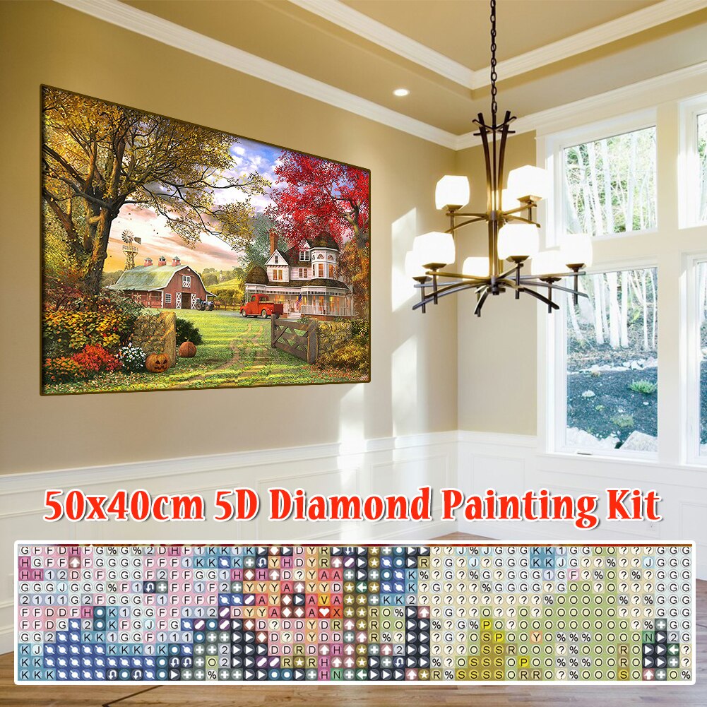 50x40cm Wall Art Dot 5D Home Decor Adults Kids Crafts Hotel DIY Landscape Restaurant Diamond Painting Kit Point Pen Living Room