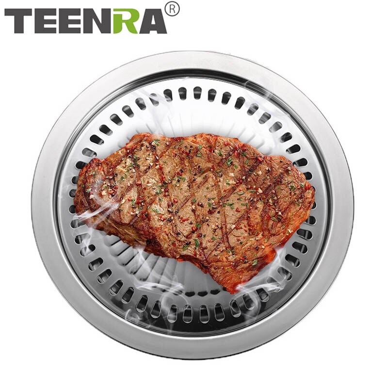 Poêle à Grill Coréen En Acier Inoxydable - 12 Alvéoles Rondes, Antiadhésif - Diamètre 30 Cm - Pour Barbecue Intérieur/Extérieur - 3