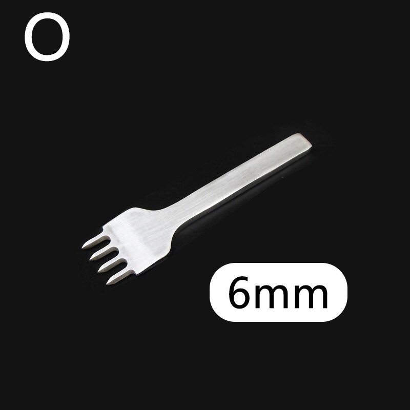 Juego de punzones de agujeros para artesanía de cuero, cincel de perforación de acero inoxidable, encaje de costura, espaciado, herramientas de perforación: 6mm-4 Prong