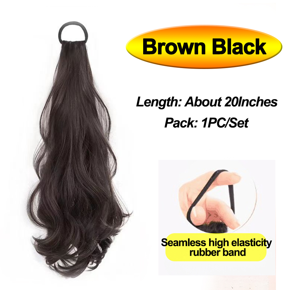 Paquete de pelo sintético de 50cm con lazo elástico, moño de pelo DIY, cola de caballo para aumentar el cabello, peluca con cabeza de bola Natural esponjosa: Plata