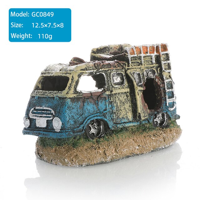 Mini maison rétro en résine, ornements d'aquarium pour Aquarium, bonsaï succulent, décoration d'aménagement paysager: GC0849