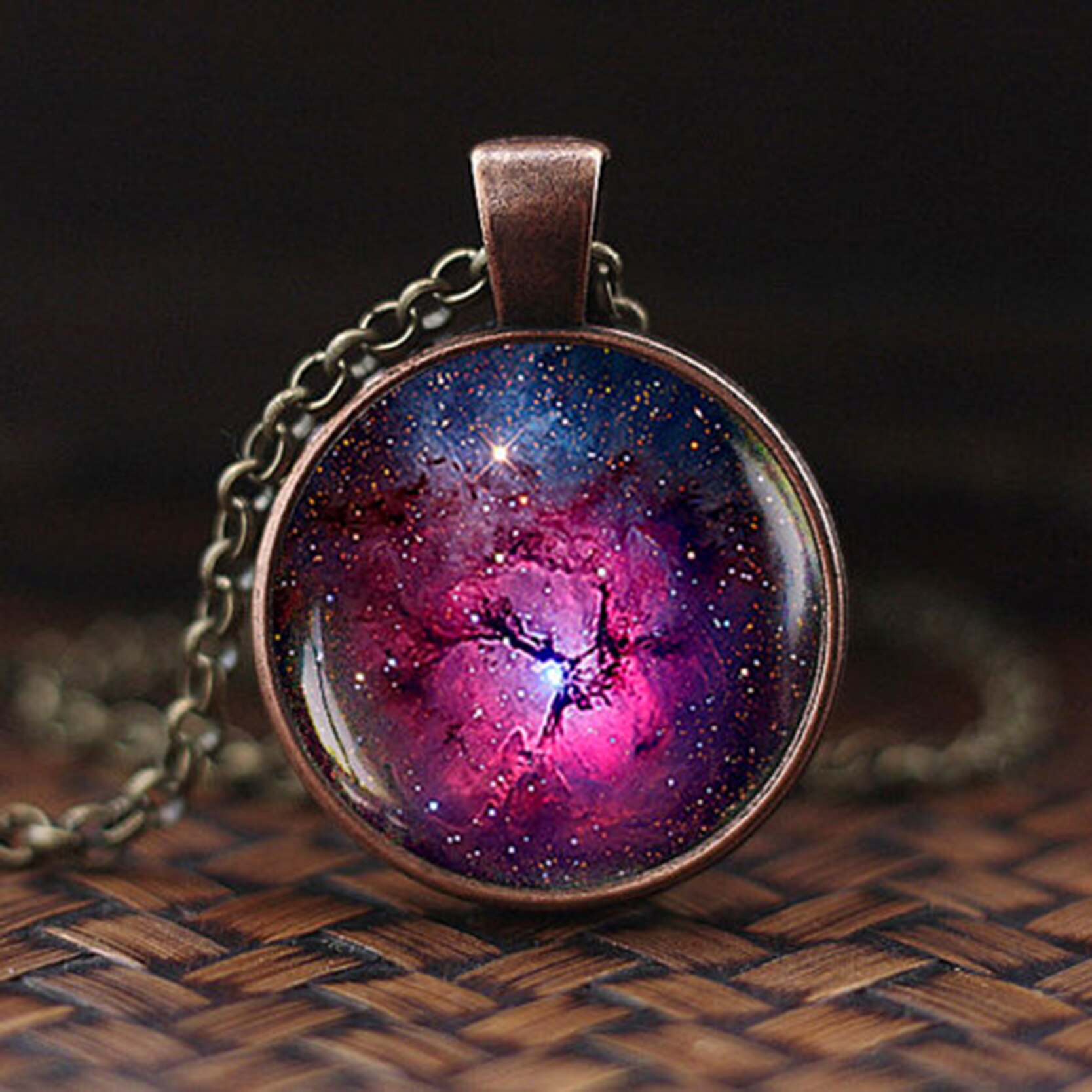 Charming Nebula Necklace Galaxy Space Glass Cabochon Pendant Solar System Jewelry Space Universe Necklace Milky Way Jewelry: 5