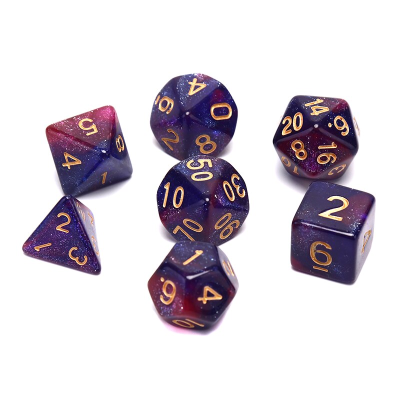 7 Stks/set Sterrenhemel Dobbelstenen Digitale Dice Game Polyhedral Multi Zijdige Acryl: PB