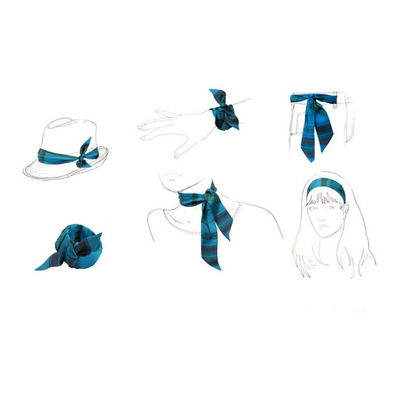 Twill Emulation Silk Solid Bag Scarf Women Small Scarf Ribbon Handbag Hair Long Shawl Bandana Luxury Head Scarf
