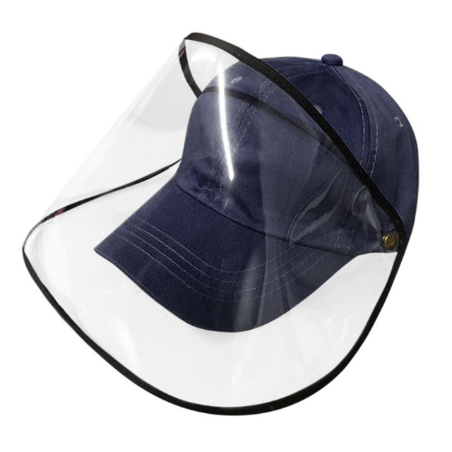 Unisex Color sólido Anti-Saliva Anti-gotita Anti-Splash Seguridad al aire libre tapas de protección sombreros con protección facial completa clara: Navy Blue