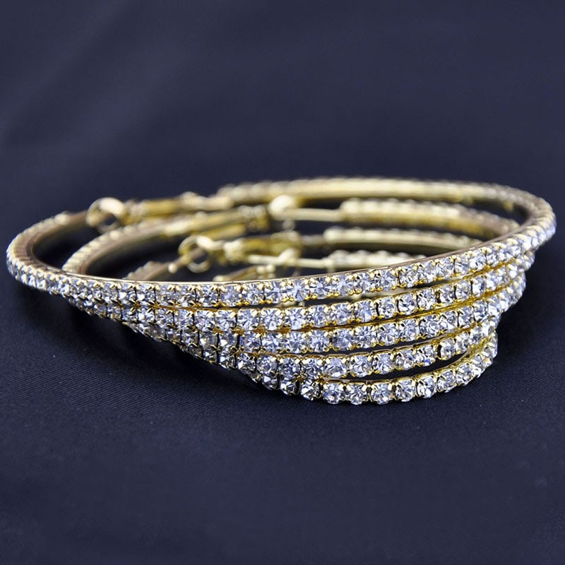 Raexrage 30-100mm Hoops Earrings With Rhinestone Circle Crystal Earrings Big Basketball Wives CZ Hiphop Earrings Women