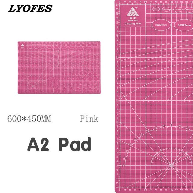 60 * 45cm A2 Cutting Board Grid Line Self-healing Cutting Board Craft Card Multi-color Double-sided Desktop Cutting Pad: Pink