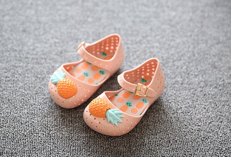 mini SED sandały dziecięce dzieci dziewczyna moda dziura galaretki buty maluch miękkie buty plażbyć winnym ananas antypoślizgowe cukierki buty SH078: różowy / 29 insole 16.5cm