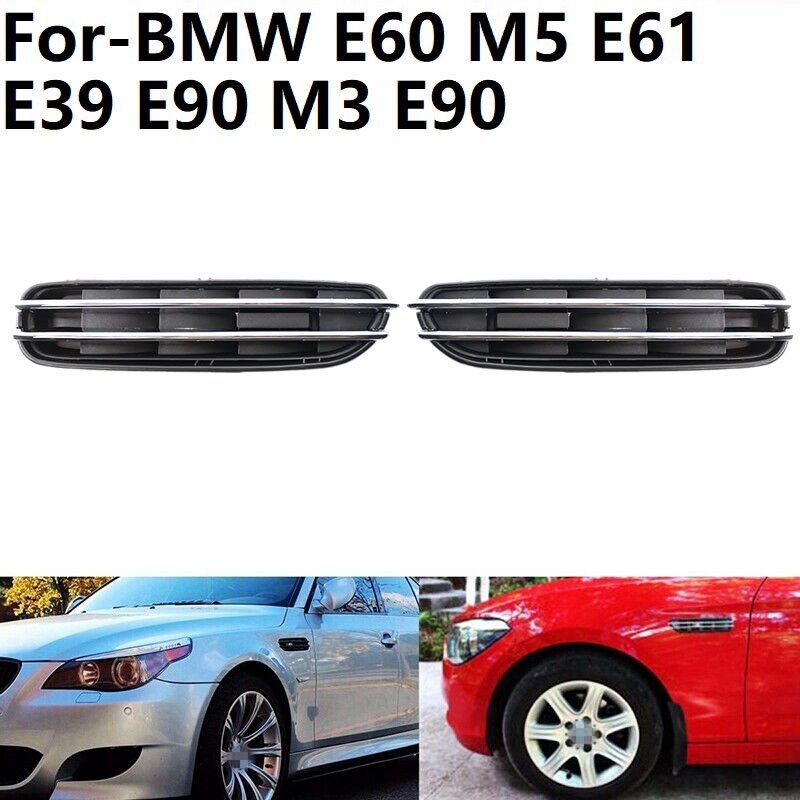 2Pcs Car Air Flow Side Fender Vents Mesh Grill For-BMW E60 M5 E61 E39 E90 M3 E90: Default Title
