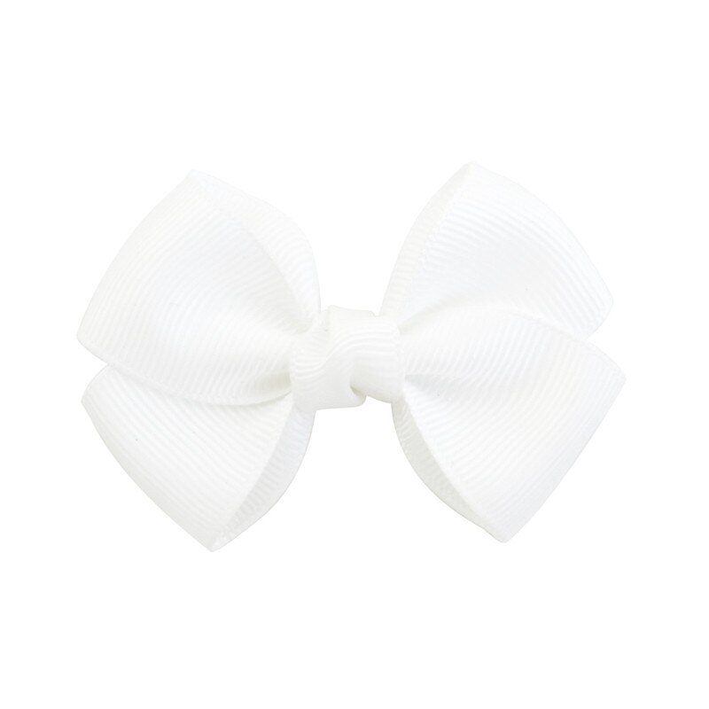 Solide Lint Strik Haarspeld voor Meisjes Kinderen Bowknots Haar Clips Vrouwen Haarspelden Haar Accessoires Baby Haarspelden Decoraties: 18 White