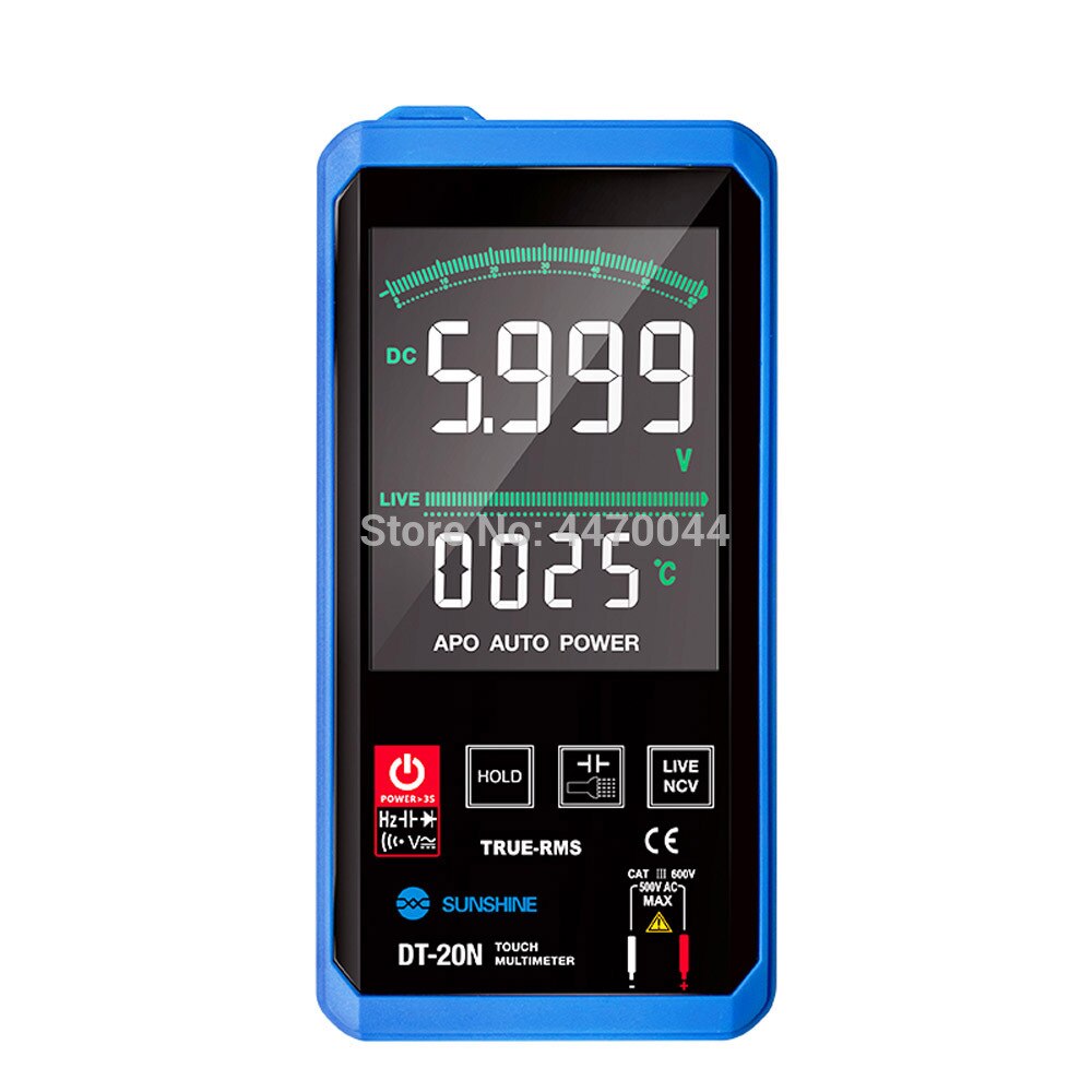 LUZ DO SOL DT-20N Mini Multímetro AC DC Multímetro Digital Tester Medidor Ferramenta de Teste de Componentes de Precisão Ultra-Portátil de Toque Inteligente