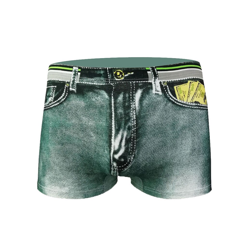 Underwear Denim 3D Print Man Boxers Home Comfortable Panties Dollar Pocket Cuecas Boxer Boxershorts Underpants