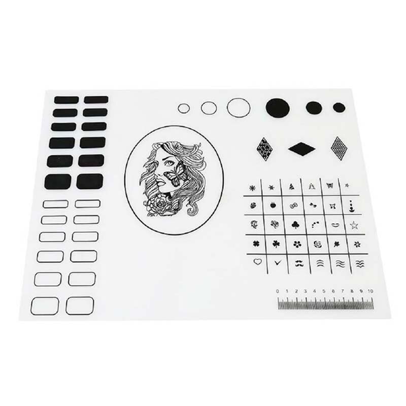 Opvouwbare mini siliconen nagelmat stempelmat nagel oefentool draagbare sjabloonmat opvouwbare nagelkunsttool: Stijl 4