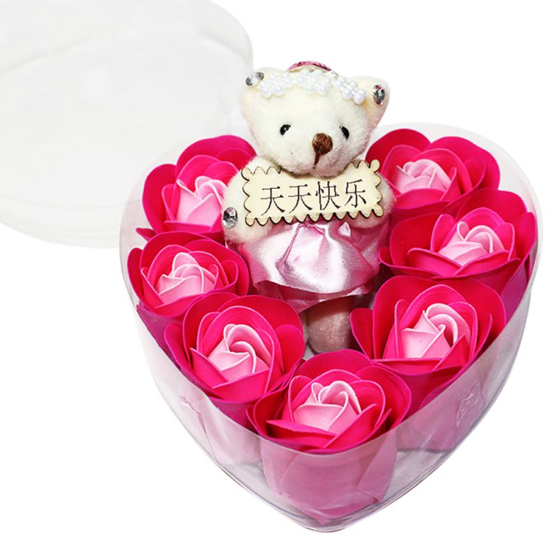 Valentijnsdag rode roos teddybeer roos kunstmatige decoratie kerst voor meisjes vrouwen valentijnsdag zeep: Aj2238m