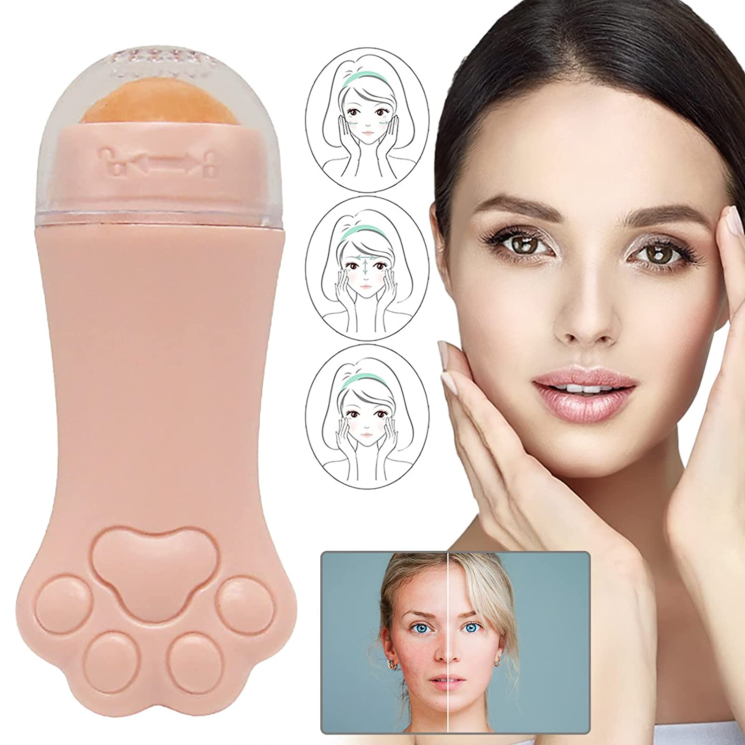 Olie-Absorberende Vulkanische Gezicht Roller Herbruikbare Facial Tool Voor At-Home Of Mini Massage Beauty Tools